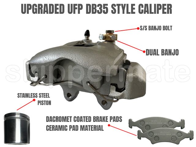 Photo of the replacement for for UFP DB-35 Style Universal Double Banjo Disc Calipers